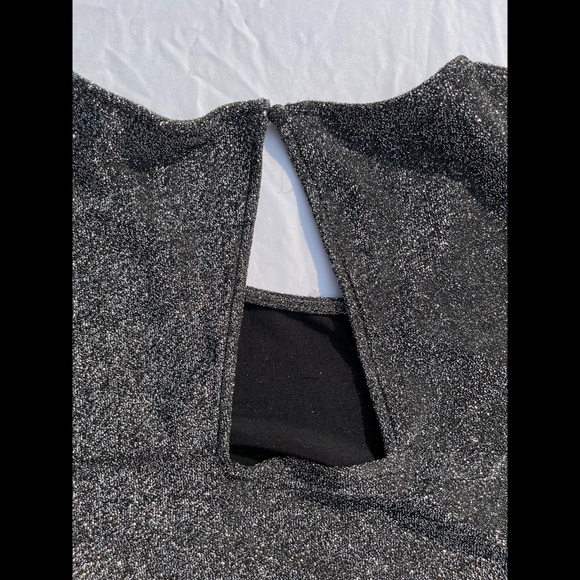 Black & Silver Glitter Crop Top & Wide Leg Pant Set - Picture 8 of 17